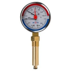 Термоманометр Экомера МД04-80мм 0..1МПа 0..120С G1\4 L=60 mm с переходником на G1\2